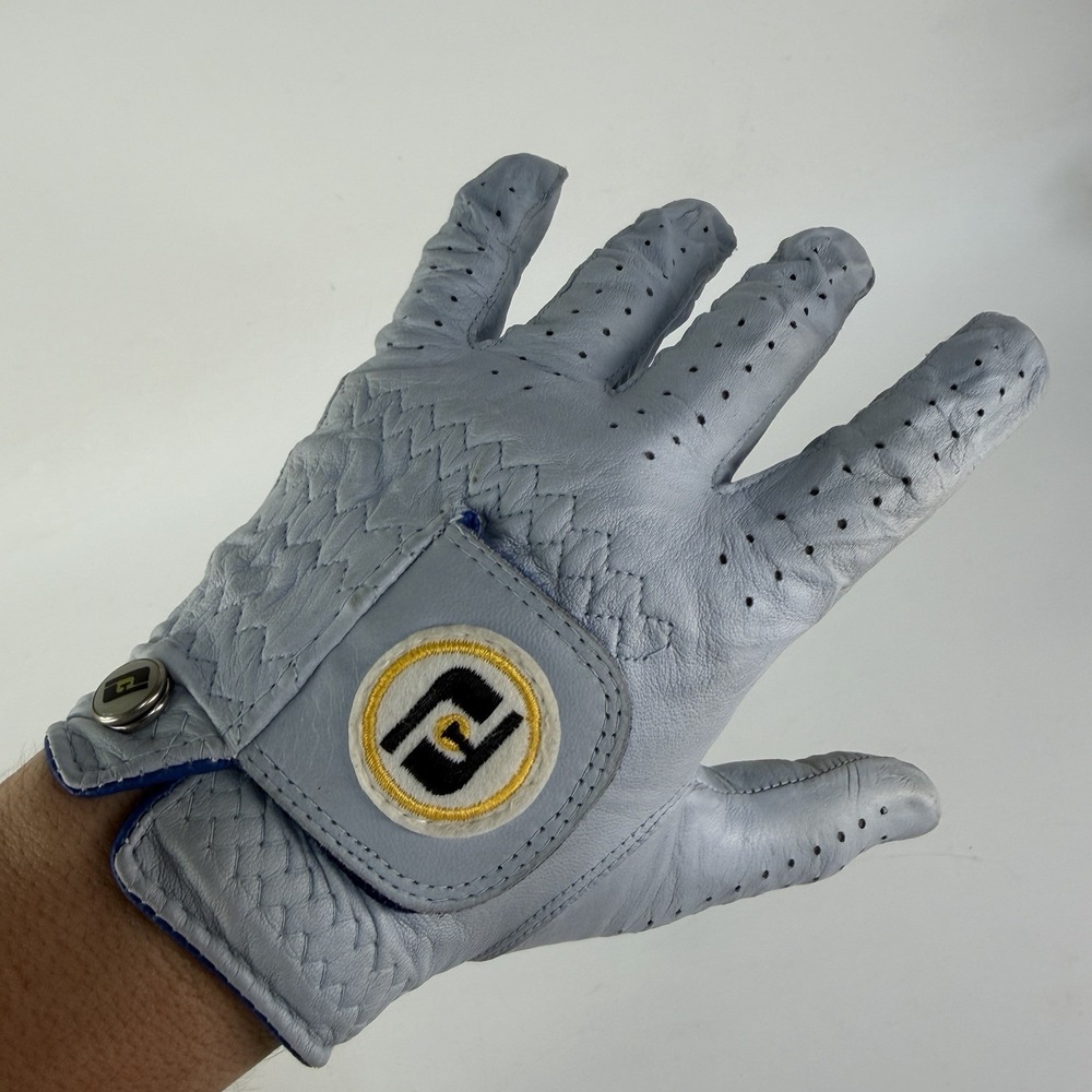 Vtg Men Cadet Footjoy StaSof Left Hand Leather Golf Glove Grayish Blue Snap